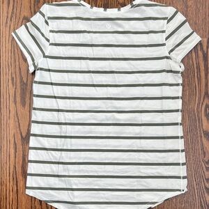 Lululemon White & Army Green Striped Women's Top